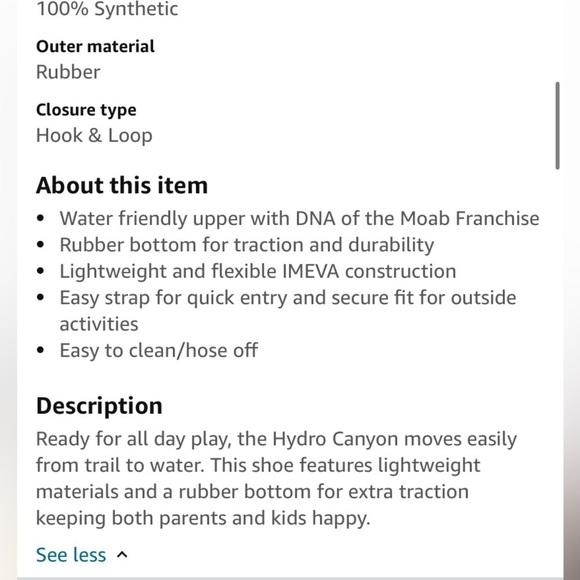 Merrell | Hydro Canyon Kids Water Friendly lightweight Sandal in Blue Size 2 - Picture 12 of 12